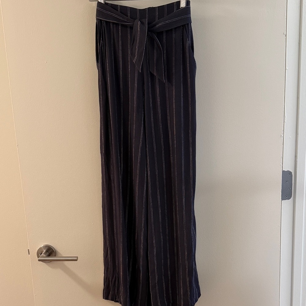 Wilfred Striped Wide-Leg Pants with Belt Size S